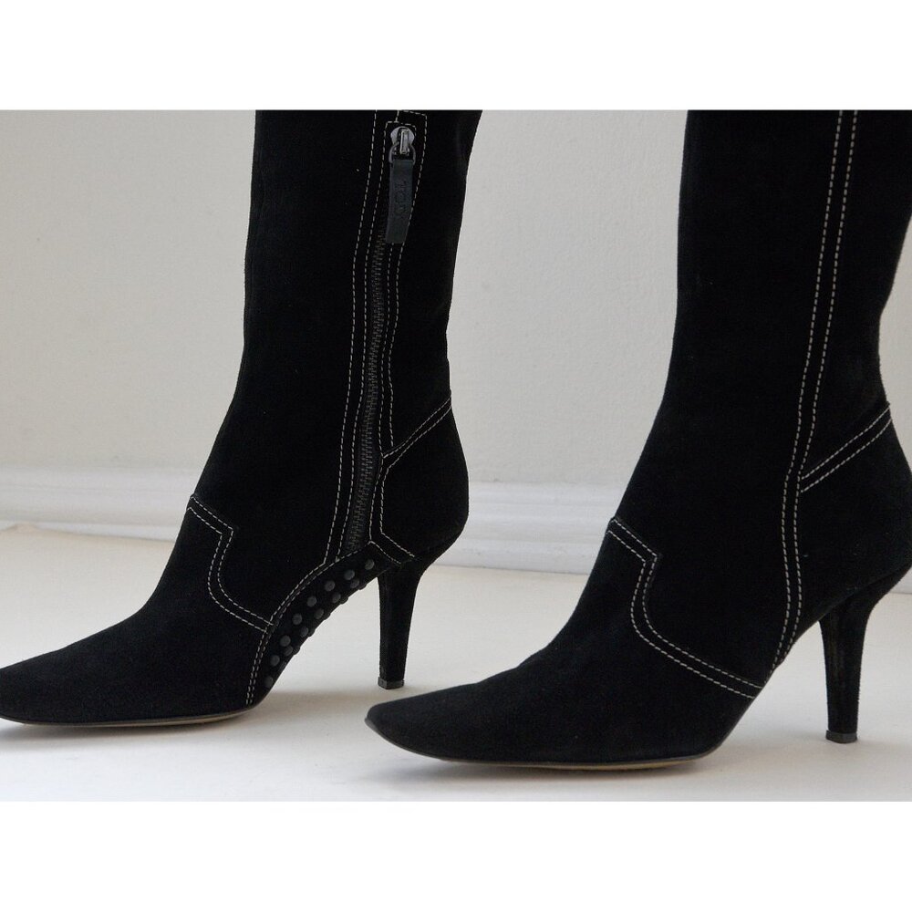 Tod's knee high suede boots - black - sz 7.5 - Picture 6 of 11